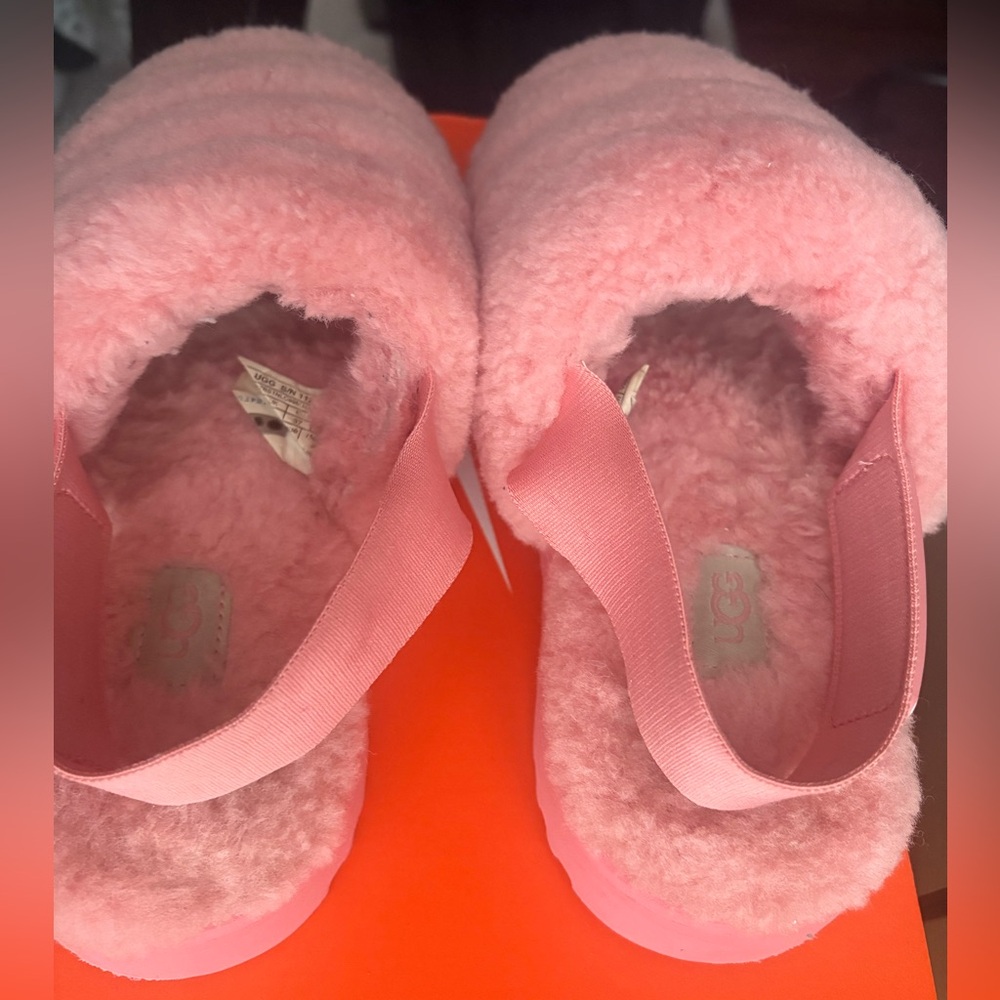 UGG Super Fluff Women's Pink/ Coral Slipper- Size 6 SLINGBACK SLIP ON - Picture 6 of 11